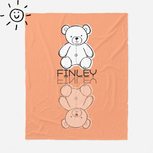 Cobertor De Velo Urso de Pelúcia Rosa Fofo Reflexo Doodle Nome Pers