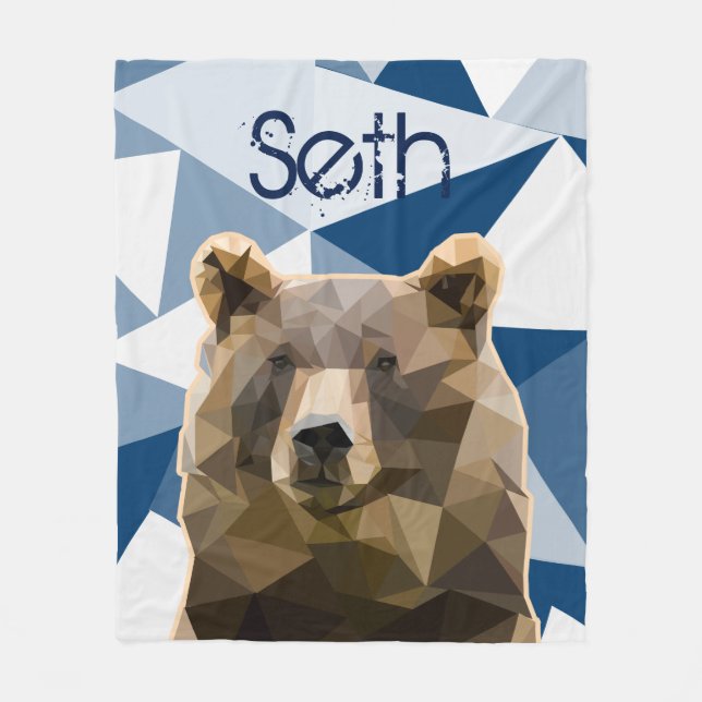 Cobertor De Velo Urso de Polígono Personalizado (Frente)