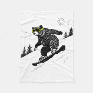 Cobertor De Velo Urso de Snowboard, Esportes de Inverno Divertidos,