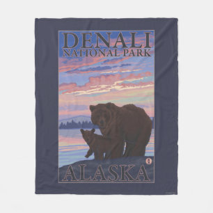 Cobertor De Velo Urso e Cub - Parque Nacional Denali, Alasca