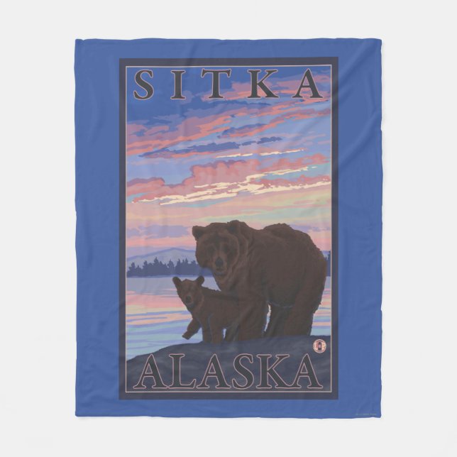 Cobertor De Velo Urso e Cub - Sitka, Alaska (Frente)