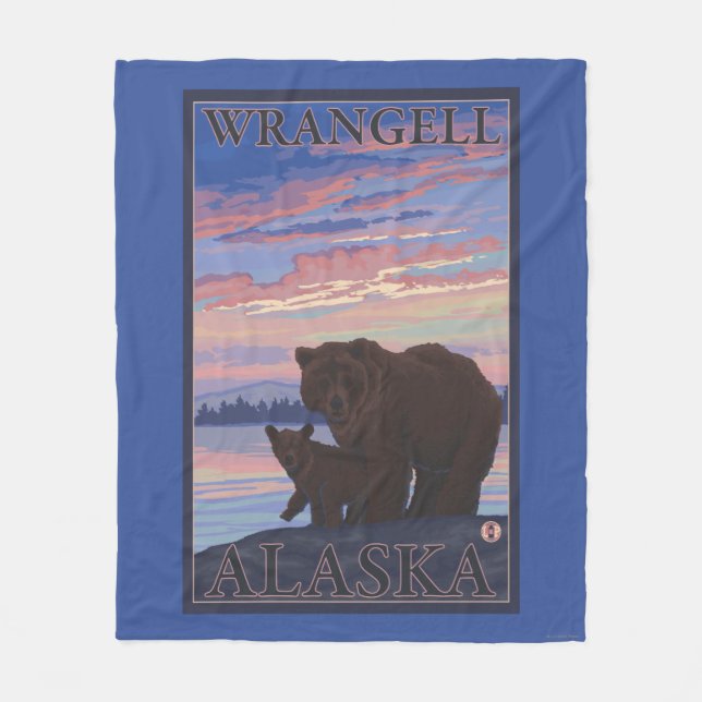 Cobertor De Velo Urso e Cub - Wrangell, Alaska (Frente)