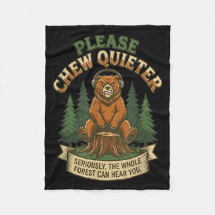 Cobertor De Velo Urso Engraçado Dizendo Por Favor Mastigue Mais Qui
