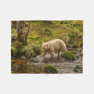 Cobertor De Velo Urso Espírito Branco caça peixes no Riordan Creek