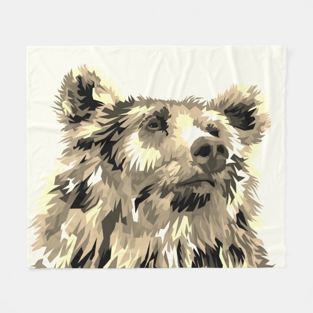 Cobertor De Velo Urso-grizzle, abstrato, pop marrom (Frente (Horizontal))