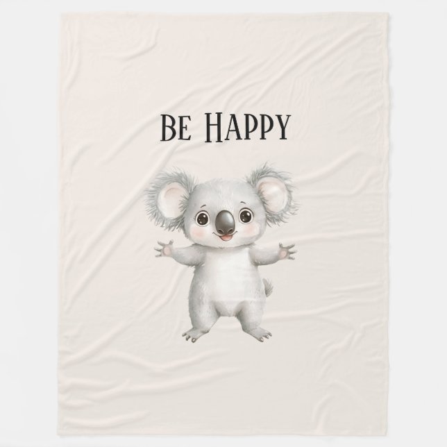 Cobertor De Velo Urso Koala Feliz (Frente)