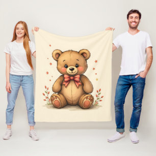 Cobertor De Velo Urso marrom pequeno e fofo com gravata