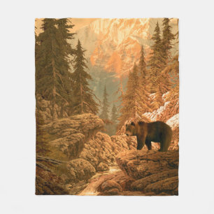 Cobertor De Velo Urso nas Montanhas Rochosas urso,marrom,animal,gri