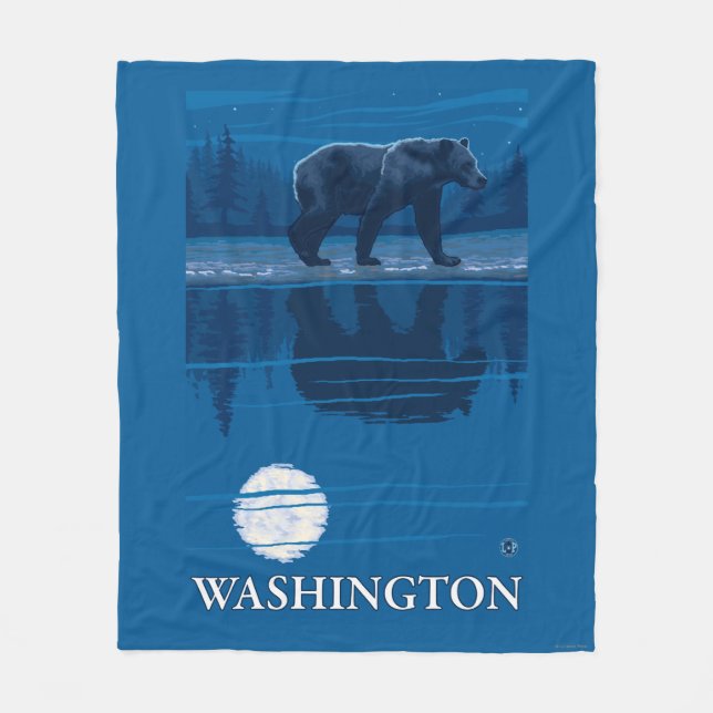 Cobertor De Velo Urso no luar - Washington (Frente)