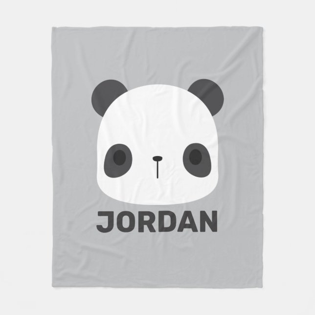 Cobertor De Velo Urso Panda Bonito com Nome Personalizado (Frente)