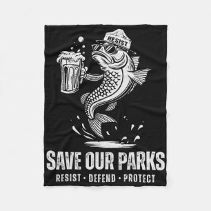 Cobertor De Velo Urso Pescador Salve Nosso Parque Anti Trump Homens