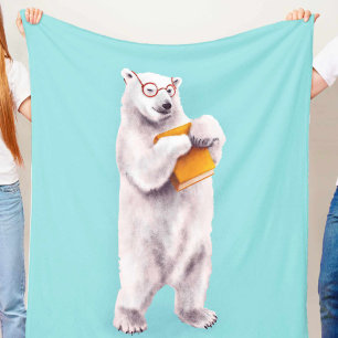 Cobertor De Velo Urso Polar Amante de Livros Nerd