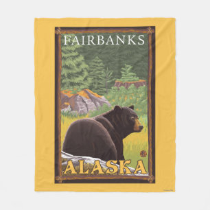 Cobertor De Velo Urso preto na floresta - Fairbanks, Alaska