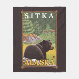 Cobertor De Velo Urso preto na floresta - Sitka, Alaska