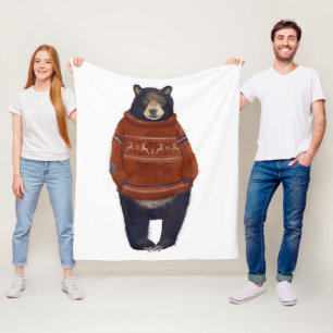 Cobertor De Velo Urso vermelho da camisola da rena
