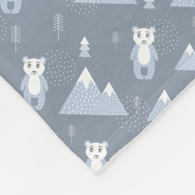 Cobertor De Velo Ursos de Madeira, Montanhas, Árvores e Flechas (Quina)