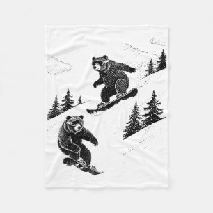 Cobertor De Velo Ursos de Snowboard, Esportes de Inverno Divertidos