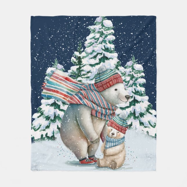 Cobertor De Velo Ursos Polares De Cor Da Água Cúbica (Frente)