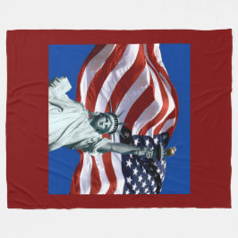Cobertor De Velo USA Flag Lady Liberty Fleece Blanket