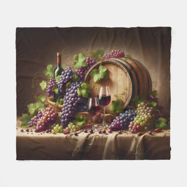 Cobertor De Velo Uvas e Vinho Ainda Vidas (Frente (Horizontal))