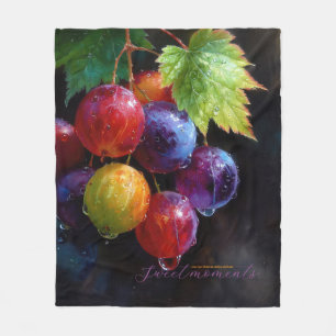 Cobertor De Velo Uvas Vibrantes em Aquarela e Gotículas de Orvalho