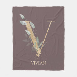 Cobertor De Velo V Monograma Floral Personalizado Fleece Blanket