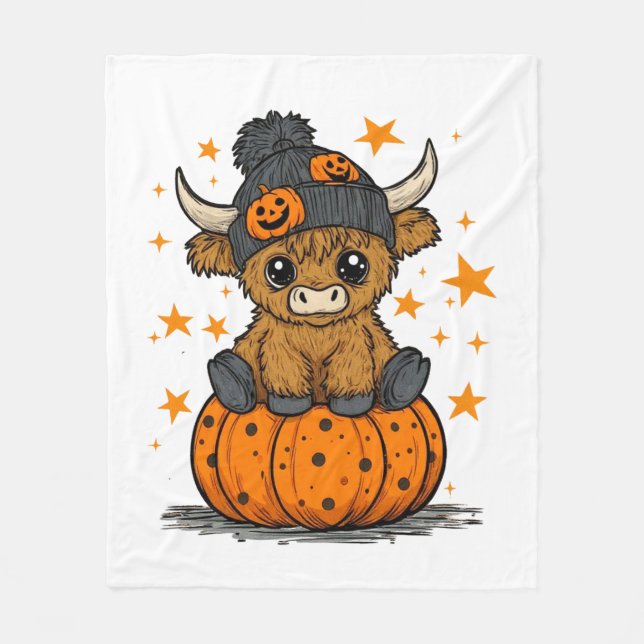 Cobertor De Velo Vaca Superficial Highland Halloween (Frente)