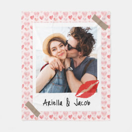 Cobertor De Velo Valentine Photo Red Heart Custom Name