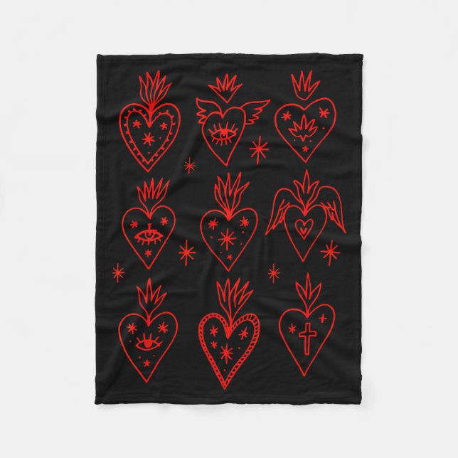 Cobertor De Velo Valentine’s Day Mexican Milagro Gothic Goth Sacred (Frente)