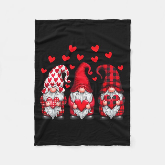 Cobertor De Velo Valentines Day Gnomes Cute Red Hearts Love Gnome W (Frente)