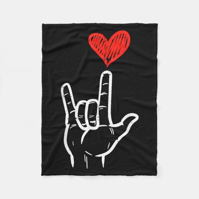 Cobertor De Velo Valentines Day I Love You Hand Sign Asl Heart Wome (Frente)