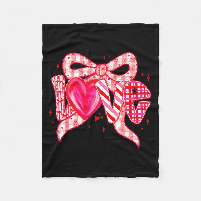 Cobertor De Velo Valentines Day Love Funny Coquette Bow Checkered N (Frente)