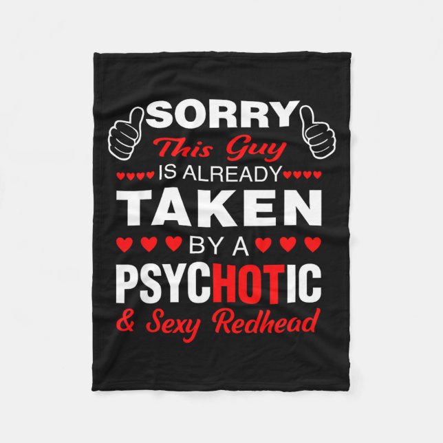 Cobertor De Velo Valentine's Day Redhead Sorry This Guy Is Taken Y  (Frente)