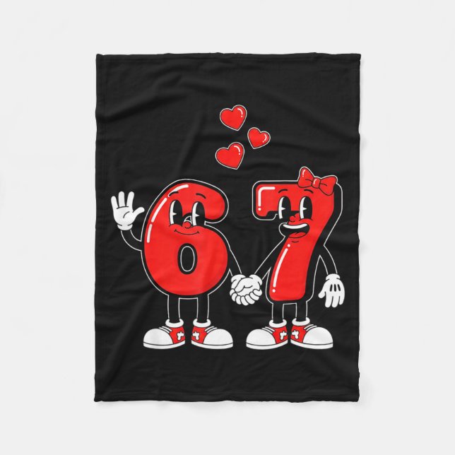 Cobertor De Velo Valentine's Day Six Seven Hearts 6 7 Meme Gen Alph (Frente)