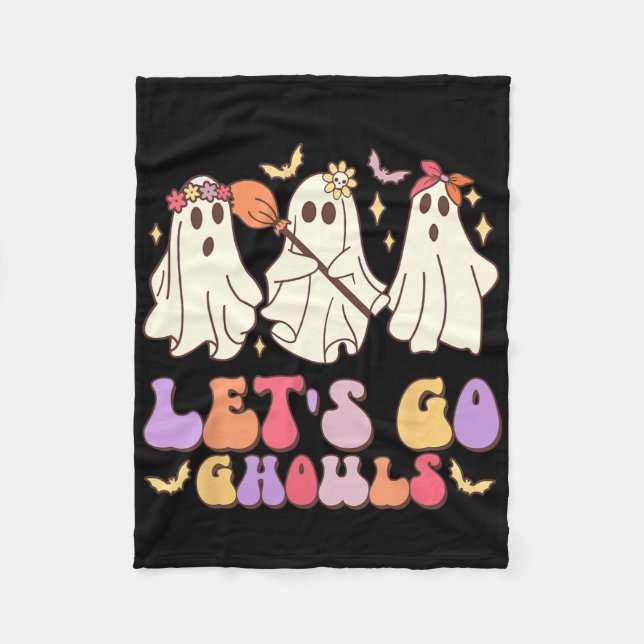 Cobertor De Velo Vamos Ir Ghouls Fofo Retro Halloween Ghost Squad (Frente)