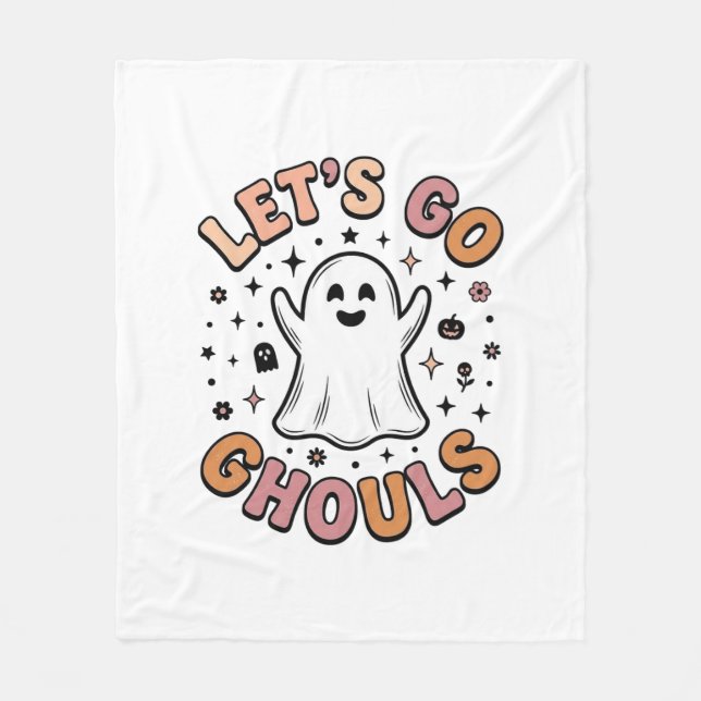 Cobertor De Velo Vamos Lá Espíritos Halloween Fantasma Fofo  (Frente)