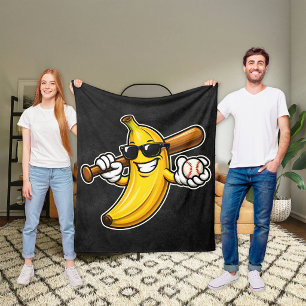 Cobertor De Velo Vamos Torcer Bananas Beisebol Retrô Banana Engraça