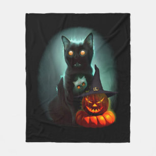 Cobertor De Velo Vampiro Gato e Mágico Pumpkin Halloween Surreal
