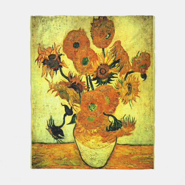 Cobertor De Velo Van Gogh - Girassóis 14, pintura famosa, (Frente)