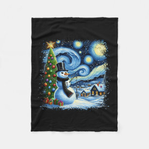 Cobertor De Velo Van Gogh Starry Night Christmas Snowman Noite Noit