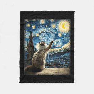 Cobertor De Velo Van Gogh Starry Night Style Artístico Ragdoll Cat