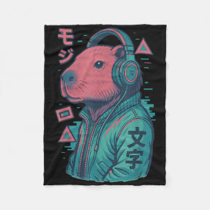 Cobertor De Velo Vaporwave Capybara Japonês Art Anime Manga Ukiyo -
