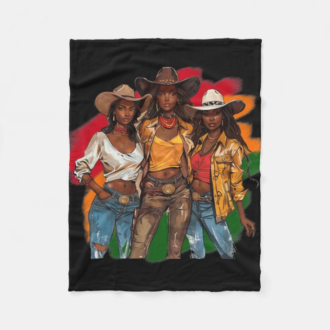 Cobertor De Velo Vaqueira Negra Rodeio Western Juneteenth História  (Frente)