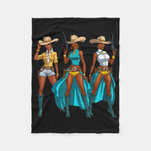 Cobertor De Velo Vaqueira Rodeio Western Meninas Negras Juneteenth