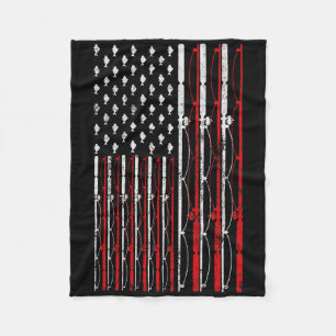 Cobertor De Velo Vara de Pesca Bandeira Americana Engraçado Vintage