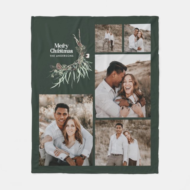 Cobertor De Velo Várias fotos botânicas escuras e escuras do Natal (Frente)