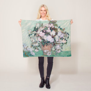 Cobertor De Velo Vase com Rosas Rosa, Van Gogh