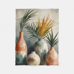 Cobertor De Velo Vases Tropicais em Matizes de Aquarela