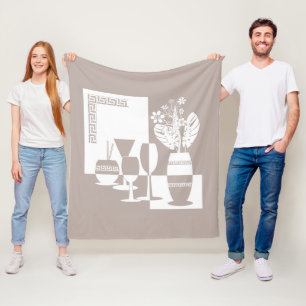 Cobertor De Velo Vaso de pintura com flores e vidros de vinho