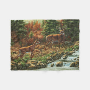 Cobertor De Velo Veado-de-Whitetail e Waterfall